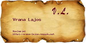 Vrana Lajos névjegykártya